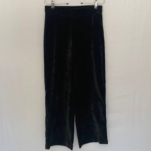 LOFT High Rise Wide Leg Stretch Velour Ribbed Black Pants Size Medium